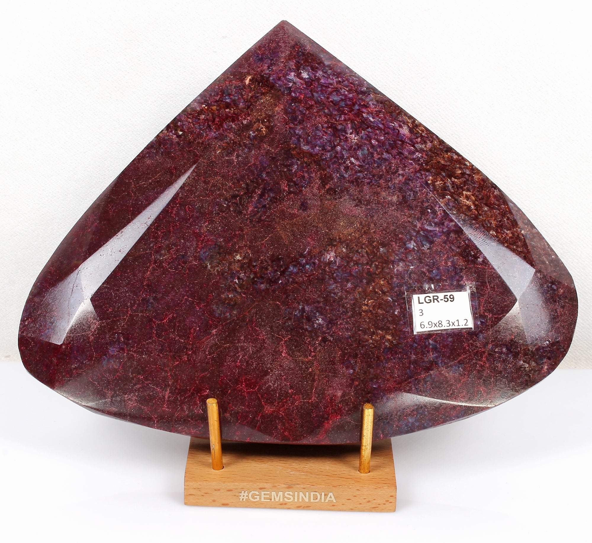 RARE 3 Kilo Natural HUGE Red Ruby Museum Grade Pear Cut Loose Gemstone w/ stand