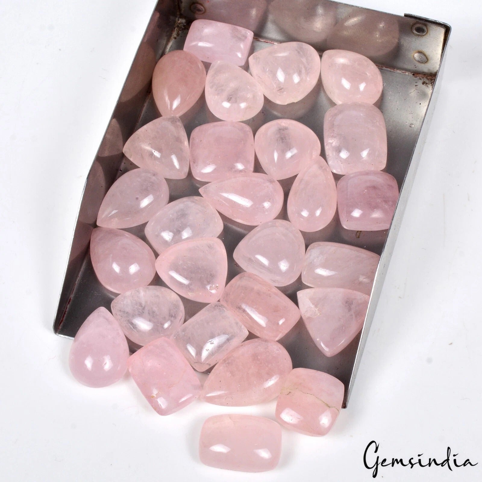 27 Pcs Natural Pink Morganite Untreated 14-22mm Cabochon Loose Gemstones 450 Cts