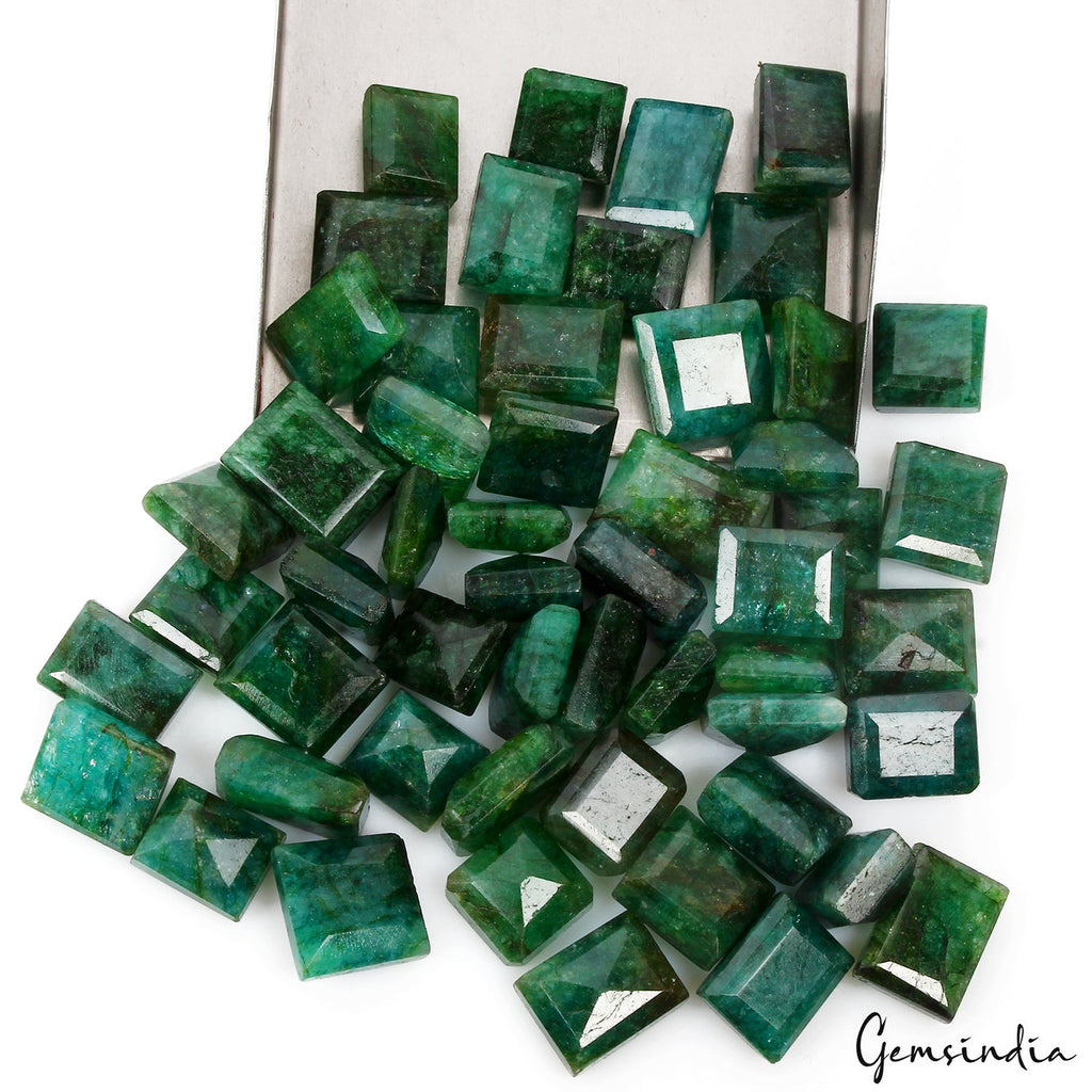 53Pcs Natural Zambian Emerald 12-18mm Baguette Cut Loose Gemstones Wholesale Lot