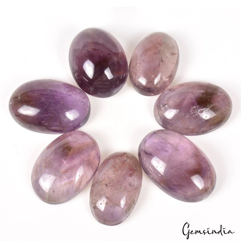 630 Ct Natural Untreated Purple Amethyst Oval Cabochon Loose Gemstone Lot 7Pcs