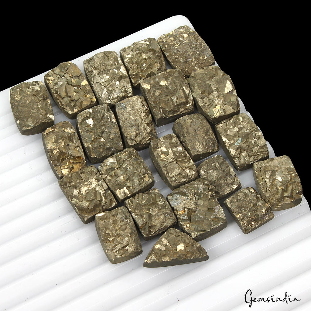 620 Ct Natural Untreated Gold Pyrite Uncut Druzy Raw Rough Loose Gems Lot 22 Pcs