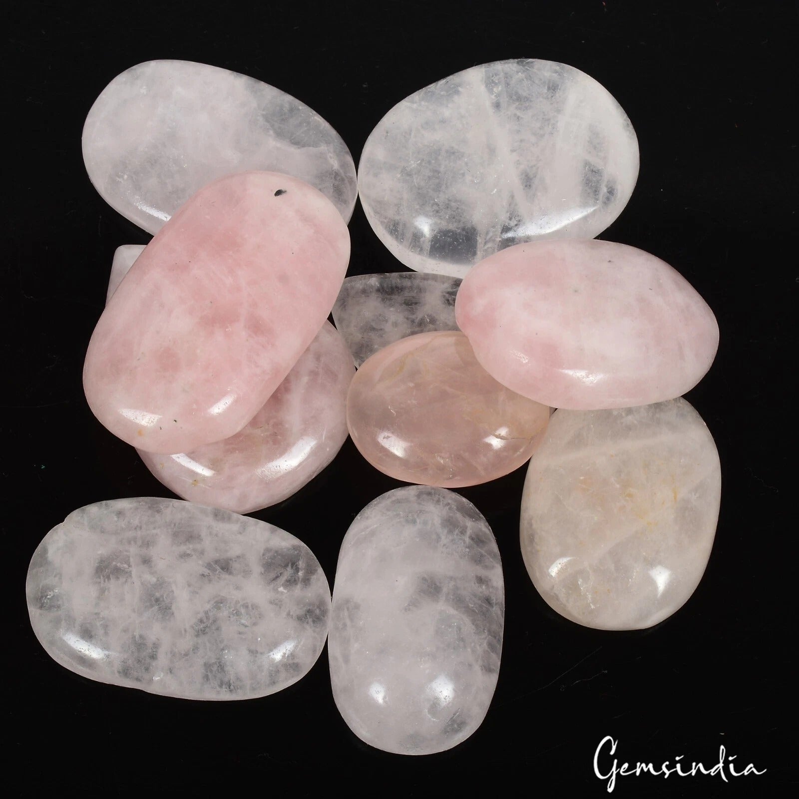 840 Cts/10 Pcs Natural Untreated Pink Rose Quartz Mix Cab Loose Gems For Jewelry