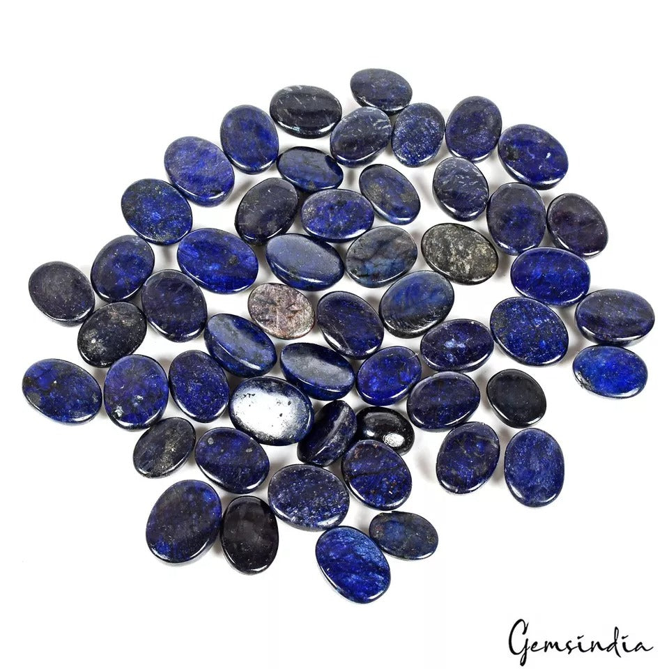 Certified 500 Cts/53 Pcs Natural Blue Sapphire Oval Cab Loose Gems For Jewelr