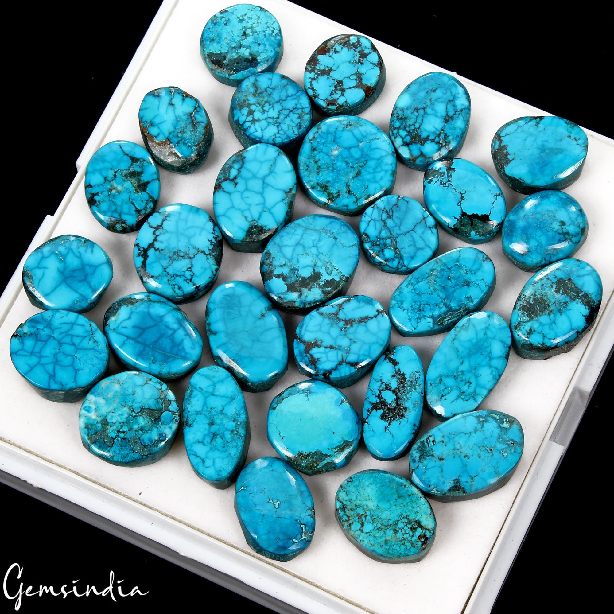 280 Ct/29Pc Natural USA Blue Turquoise Oval Cab Loose Wholesale Gems For Jewelry