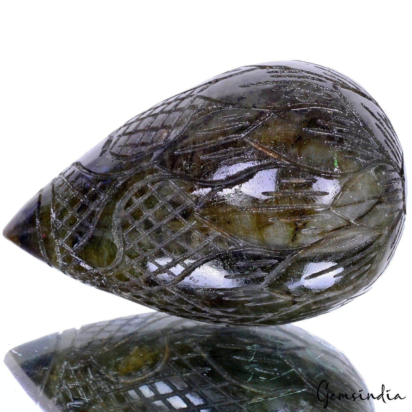 900 Ct Natural Labradorite Pear Cut Carving Earth Mined Huge Size Loose Gemstone