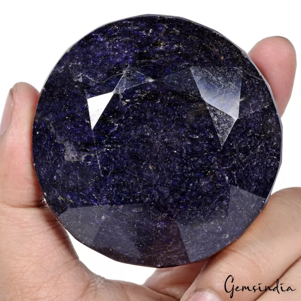 1800Ct Natural Dark Blue Sapphire Round Cut Huge Earth Mined Madagascar Gemstone