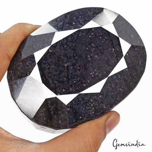 African Blue Sapphire Loose Gemstone, Color Enhanced — 98x73x45 mm, 3600 Ct, Africa