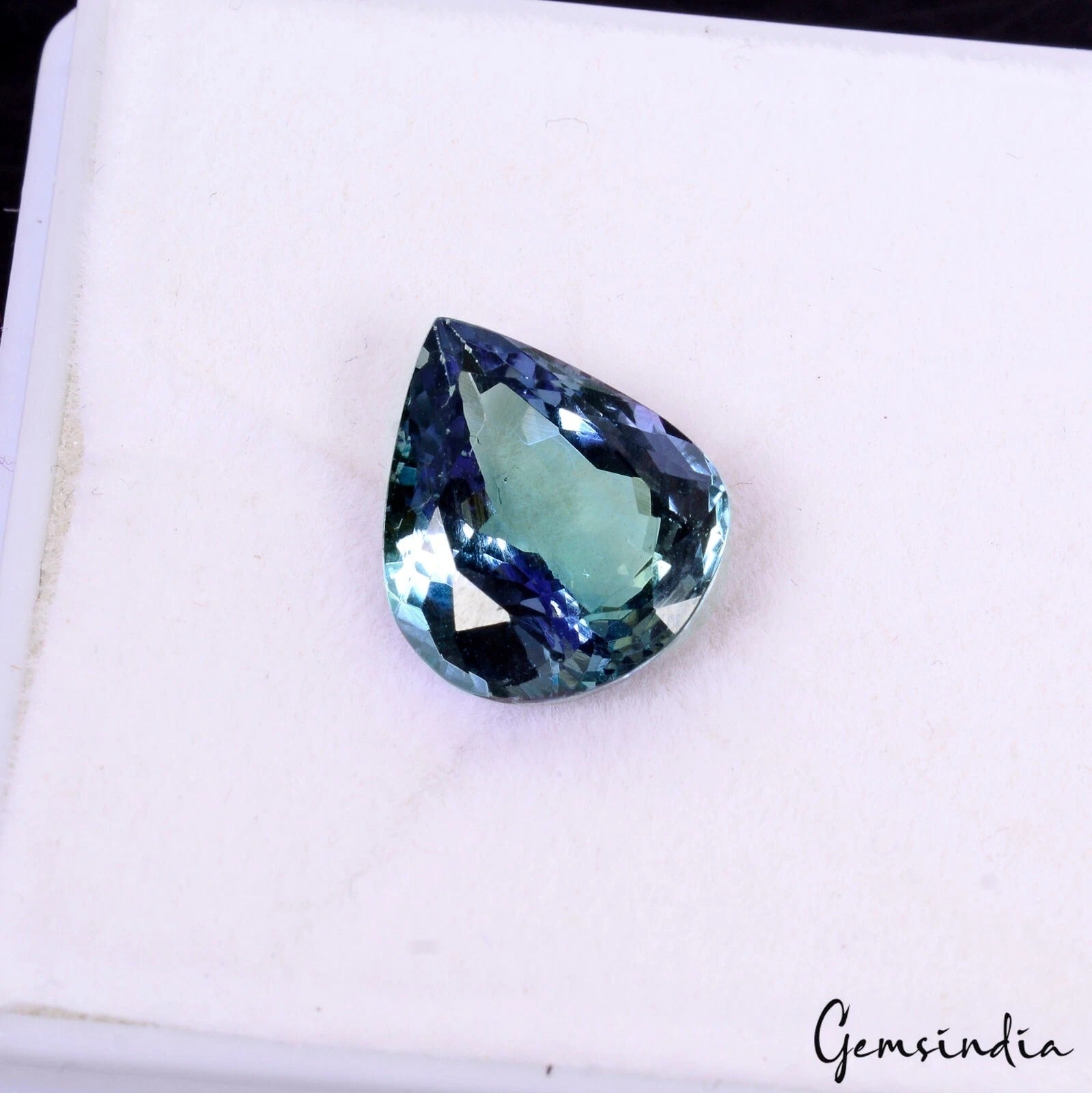 Blue Purple Tanzanite Premium Pear Cut 5.6Ct, Rare D Block AAA Flawless Gemstone