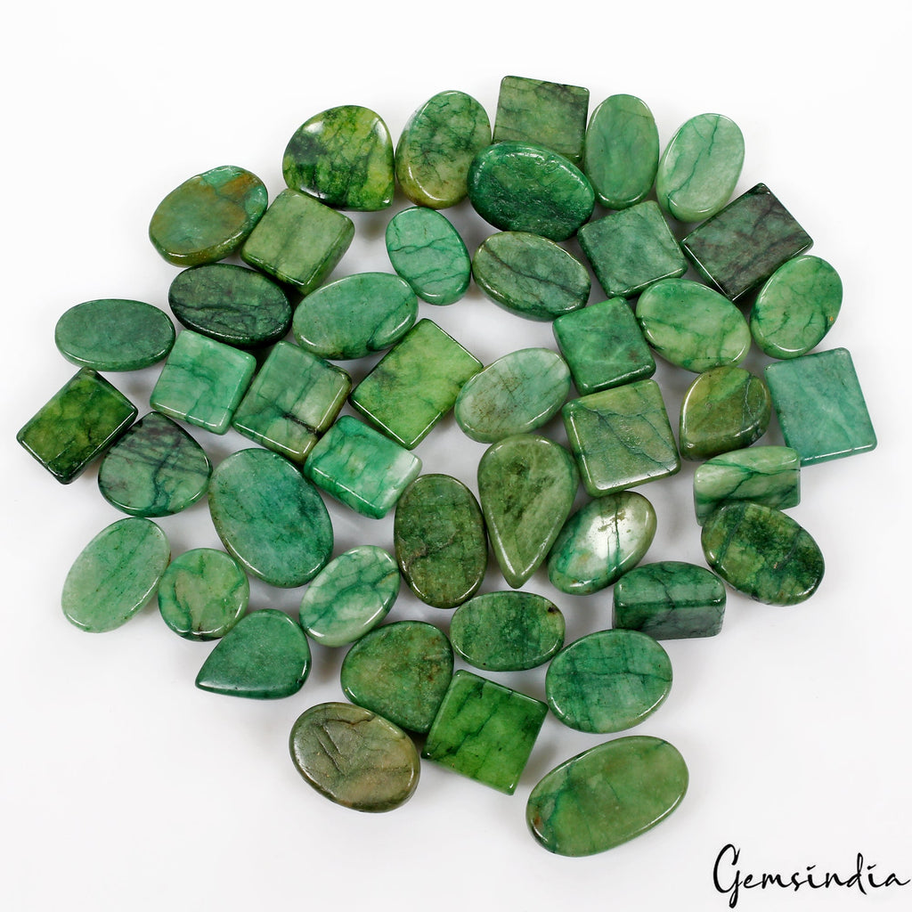 1500 Ct Natural Green Emerald Mix Cabochon Loose 17mm-31mm Gemstones Lot, Brazil