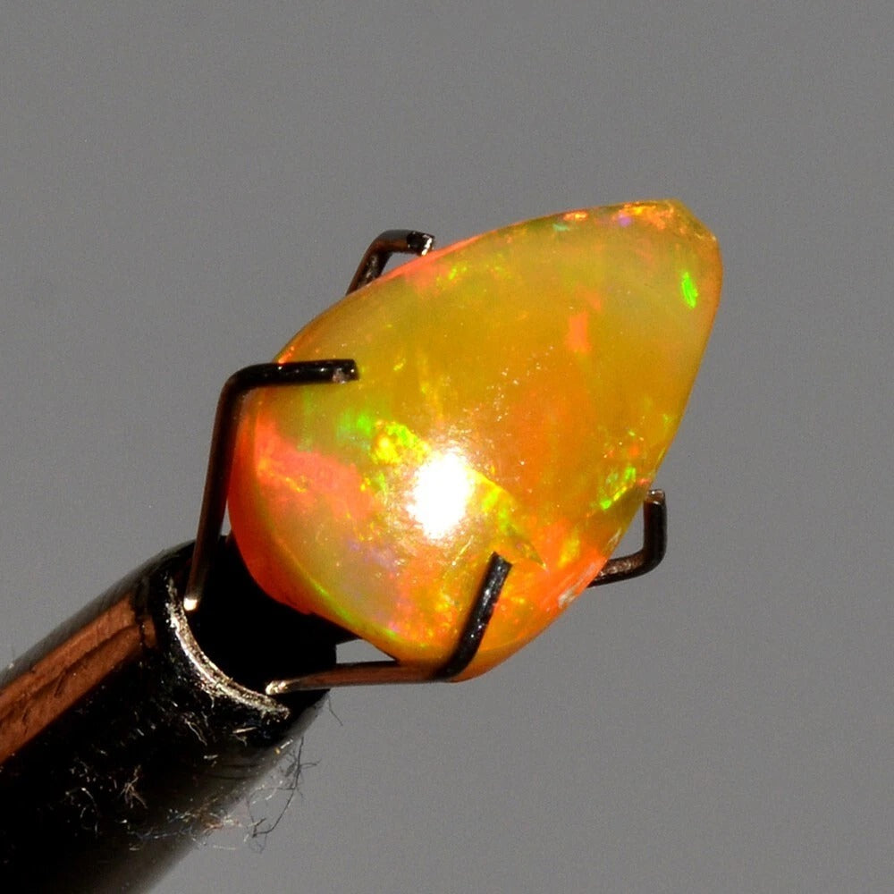 2.20 Ct Natural Yellow Untreated Ethiopian Opal Pear Cab Loose Ring Size Gems