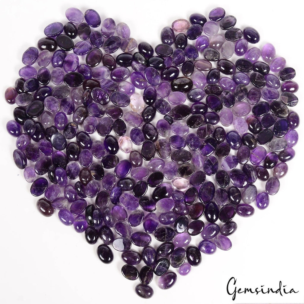 Certified 3000 Ct/250 Pcs Natural Untreated Amethyst Oval Cab Wholesale Gems Lot
