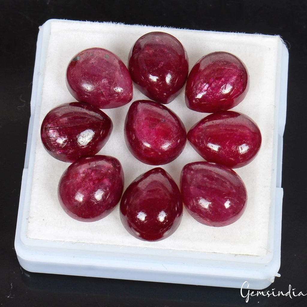 11x9mm Natural Red Ruby Pear Cabochon Loose Calibrated Jewelry Gemstone Lot ~9 P