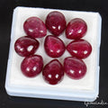 Ruby Lot, Cabochon, Color Enhanced, Red — 9 Pieces, 11x9mm, 60.90 Ct