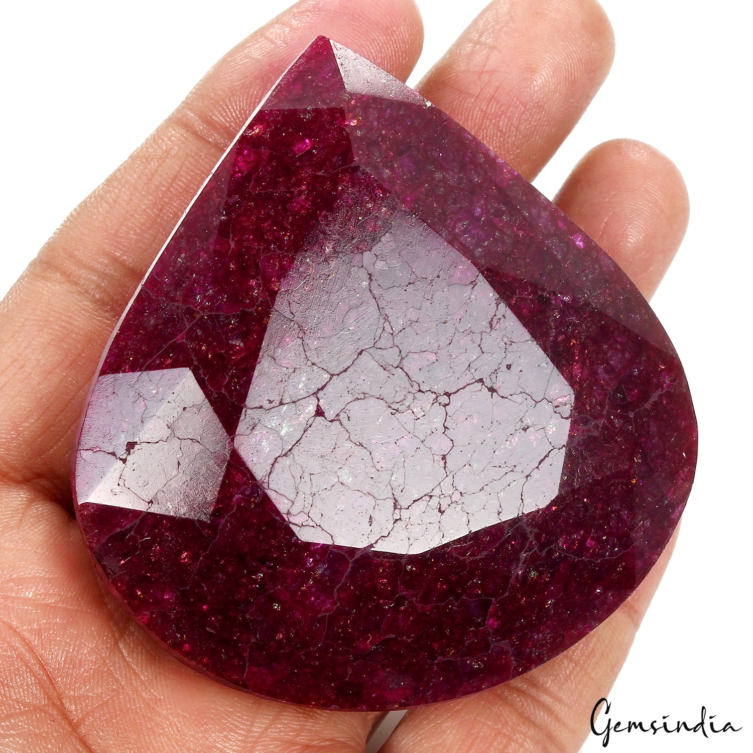 Beryl Loose Gemstone, Pear Cut, Color Enhanced — 71x67x26 mm, 840 Ct