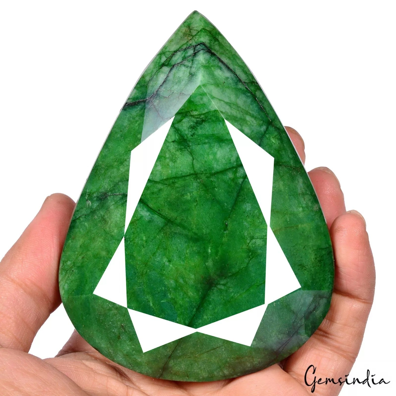 2580 Ct. Natural Green Emerald Earth Mined Huge Size Pear Faceted Cut Gemstone