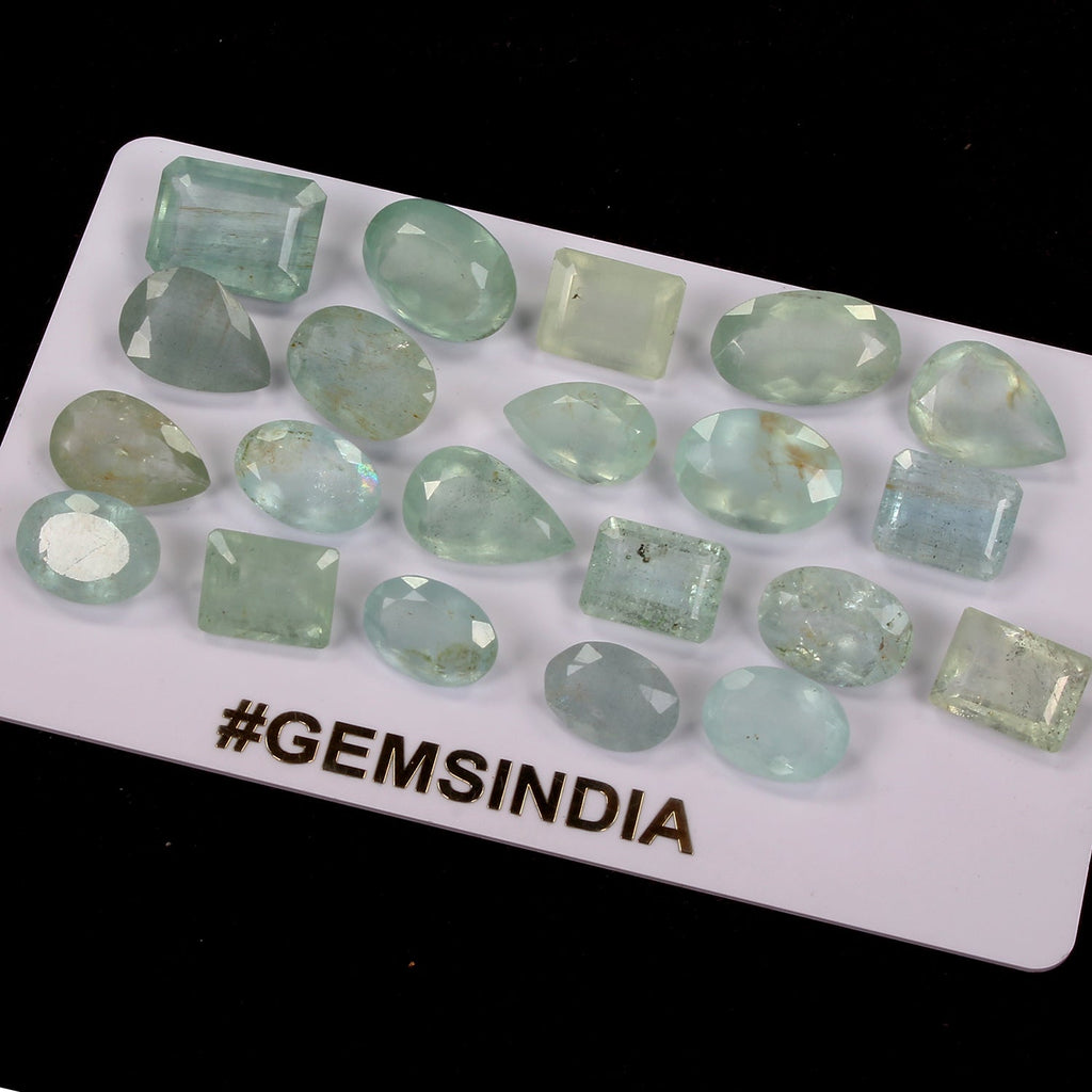 70.80 Ct/21 Pc Natural Green Aquamarine Mix Cut Loose Unheated Gemstones Lot