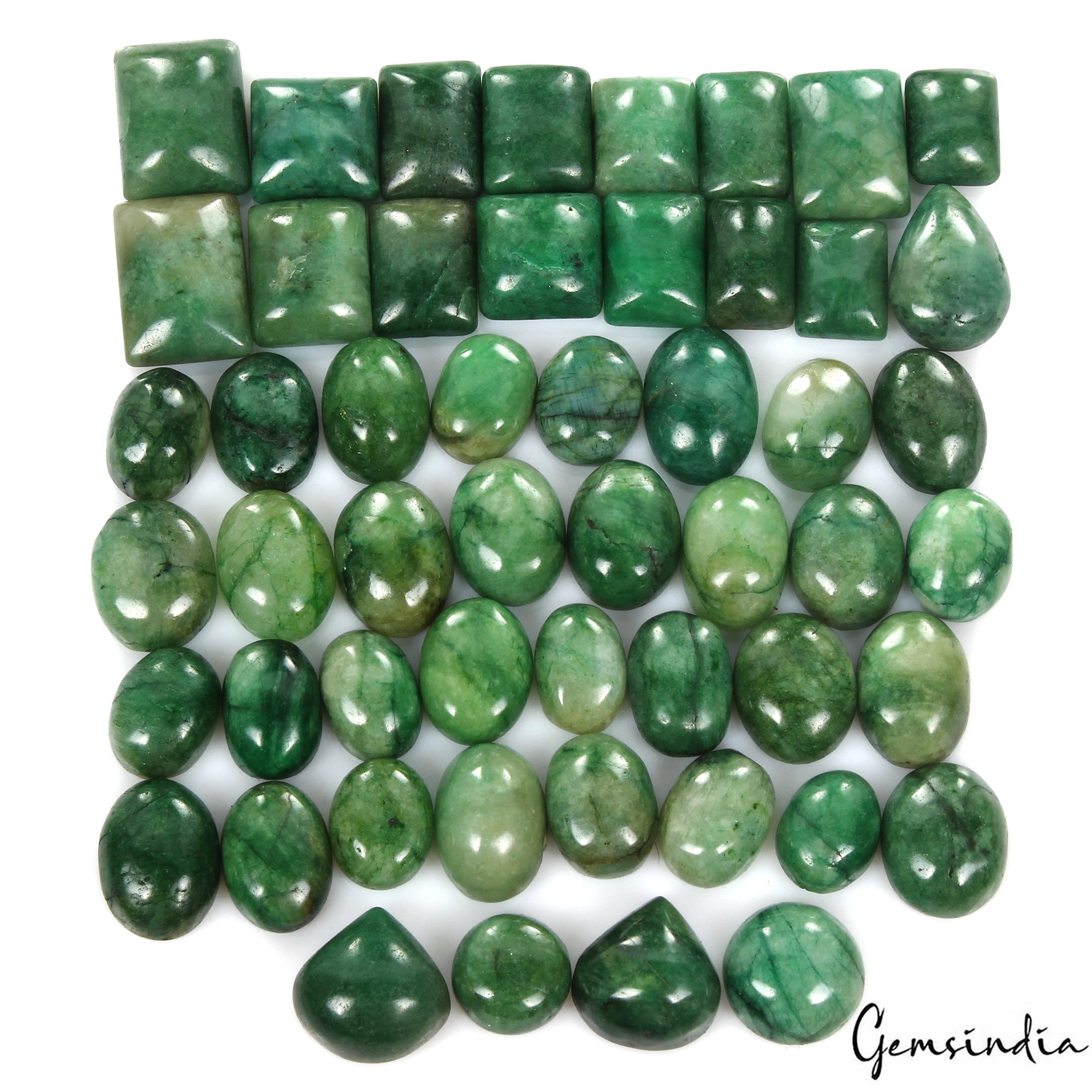580 Cts./52 Pcs Natural Brazilian Green Emerald Mix Cab Loose Wholesale Gems Lot