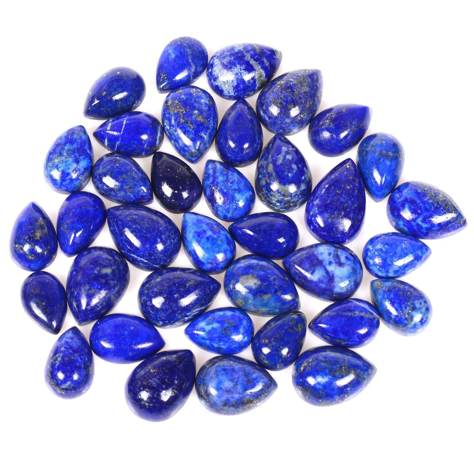 181.60 Ct/36 Pcs Natural Gold Pyrite Lapis Lazuli Pear Cab Loose Gem For Jewelry
