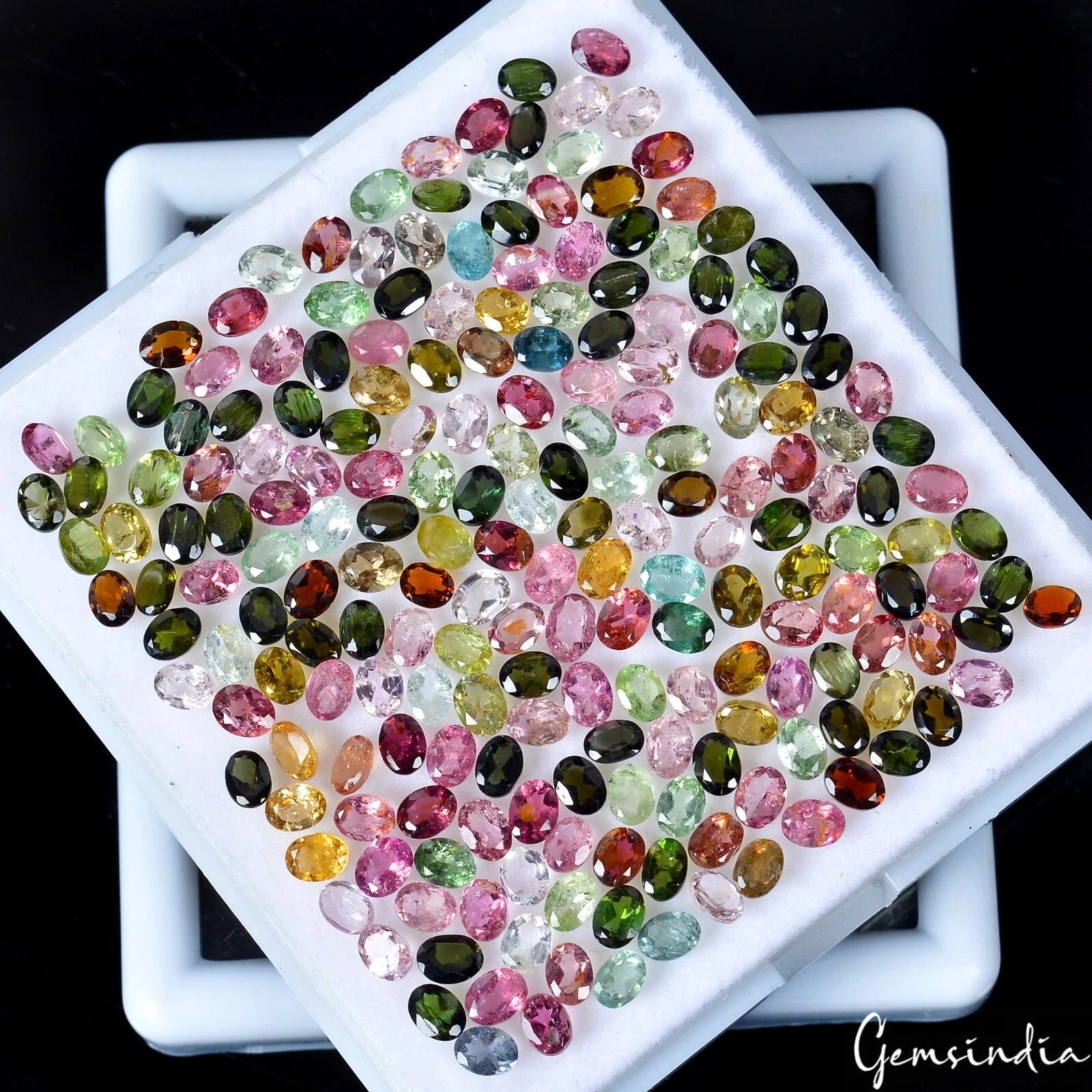 Tourmaline Lot, Loose Gemstone, Untreated, Multi Color — 250 Pieces, 4x3mm, 42.80 Ct, Mozambique
