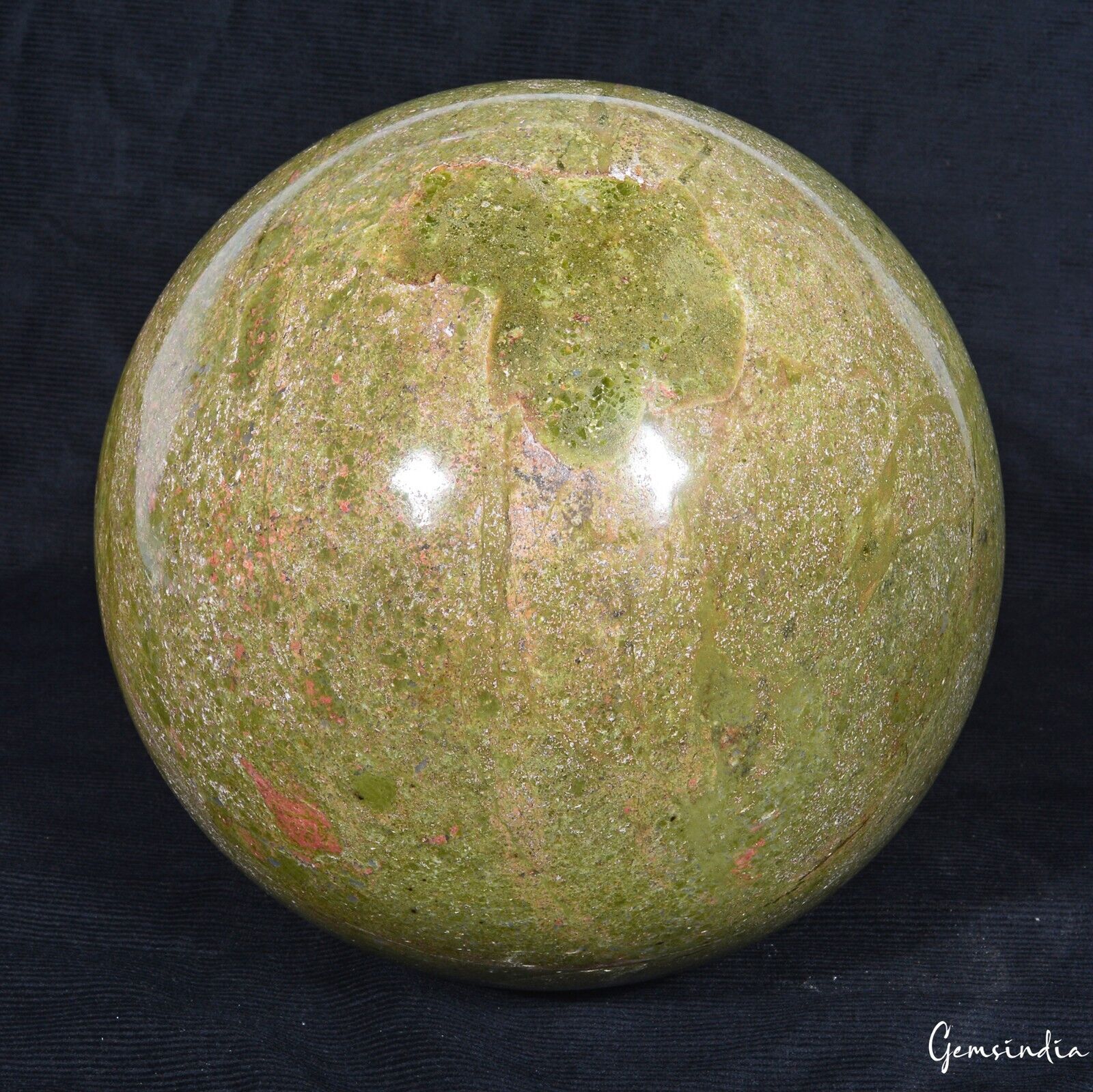 Unakite Sphere, Untreated, Red — 7" in diameter, 9.2 Kg (46000 Ct), Madagascar