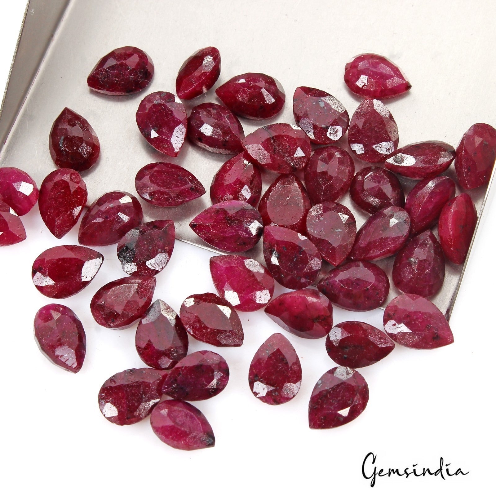 250.00 Ct Natural Red Ruby Pear Cut Faceted Loose Wholesale Gemstone Lot 41 Pcs