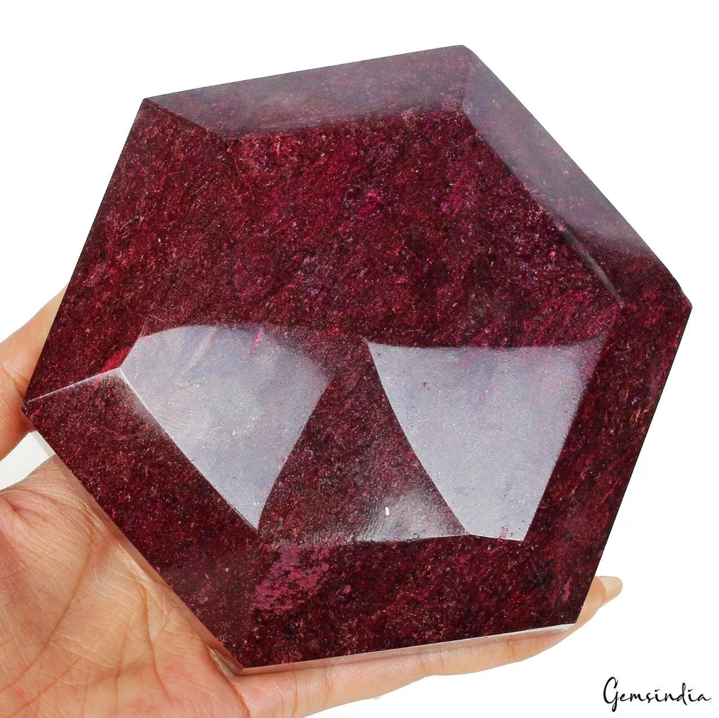 Ruby Loose Gemstone, Hexagon Cut, Color Enhanced — 5.25x4.75x1.8 Inches, 8100 Ct (1.62 Kg), Madagascar