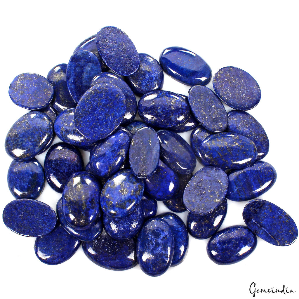1600 Cts/46 Pcs Natural Blue Lapis Lazuli Gold Flecks Oval Loose Wholesale Gems