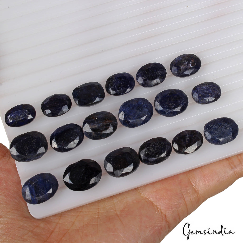 243.00 Ct Natural Blue Sapphire Oval Faceted Loose Wholesale Gemstone Lot 18Pcs