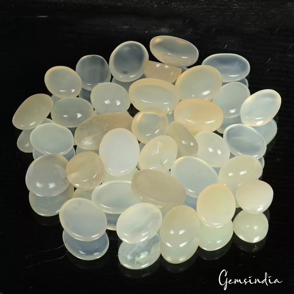 270 Ct Natural untreated White Silky Moonstone Mix Cabochon Loose Gems Lot 33Pc