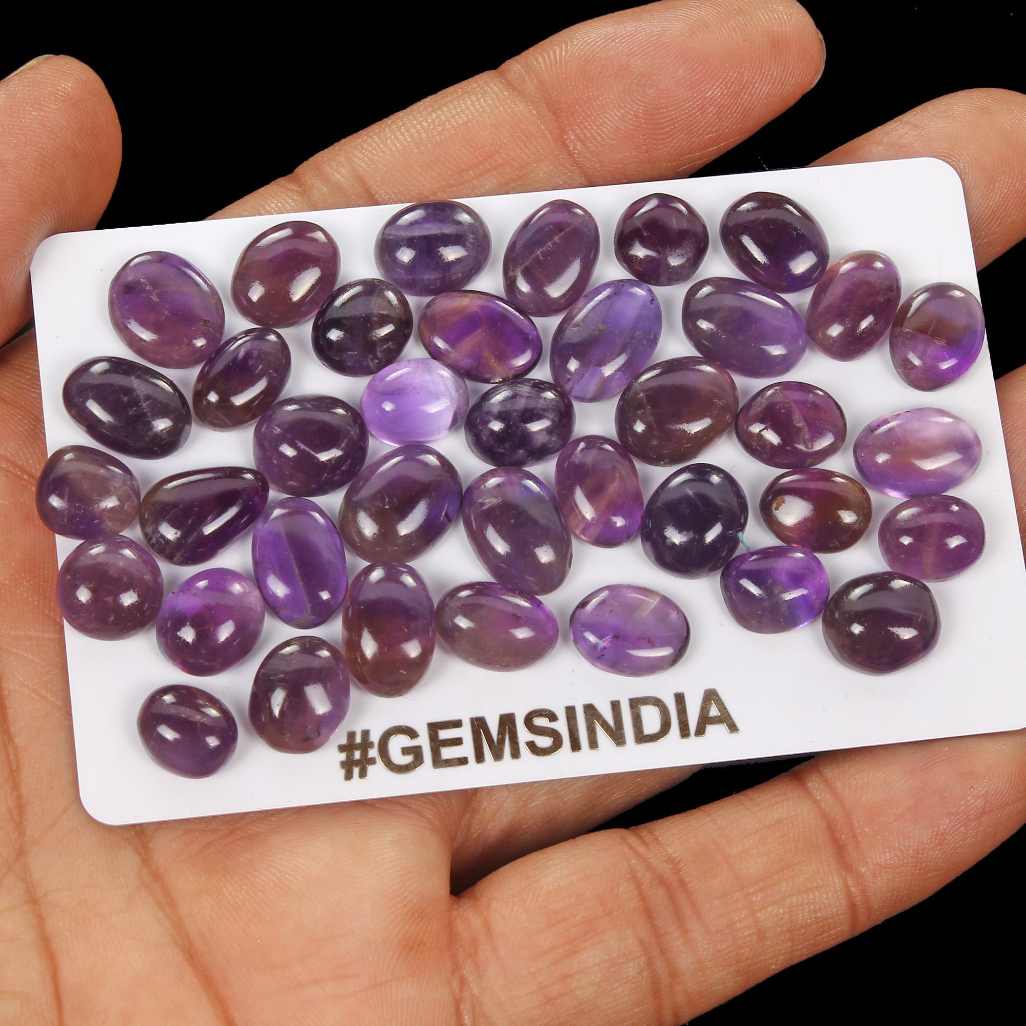 Certified 124.30 Cts/38 Pcs Natural Untreated Purple Amethyst Mixed Cab Gems Lot