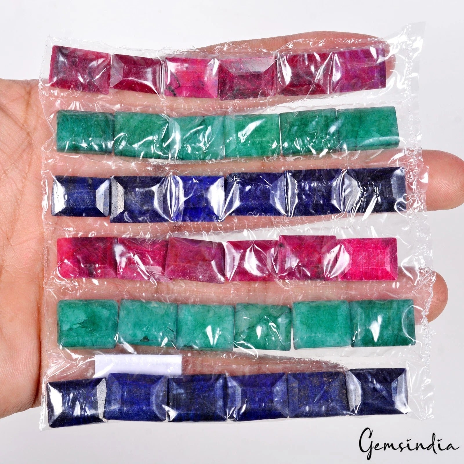 470 Ct/36 Pcs Natural Ruby Emerald Sapphire Baguette Cut Loose Gemstones Lot