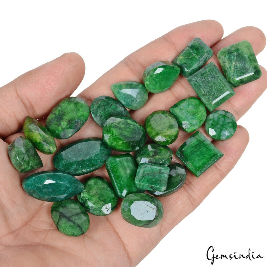 Emerald Lot, Loose Gemstone, Color Enhanced, Green — 23 Pieces, 13mm to 27mm, 470 Ct, Zambia