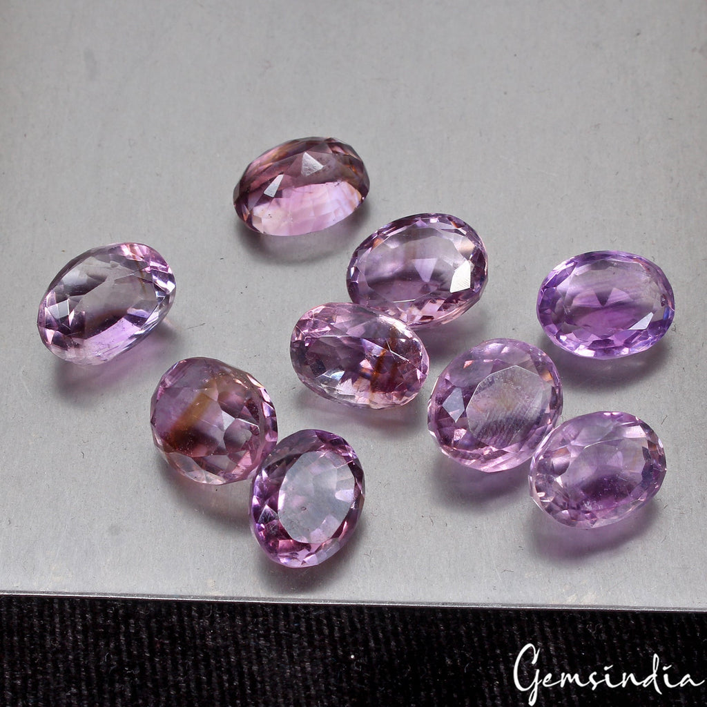 9 Pcs Natural Purple Amethyst Oval Cut Loose 13-14mm Untreated Gemstones~ 69 Cts