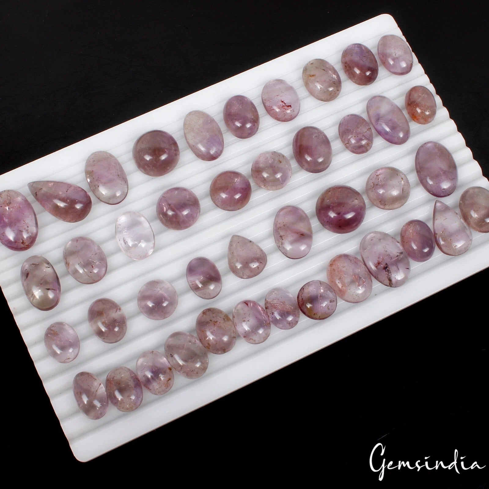 870 Cts/42 Pcs Natural Brazilian Purple Amethyst Mix Cab Loose Gems For Jewelry