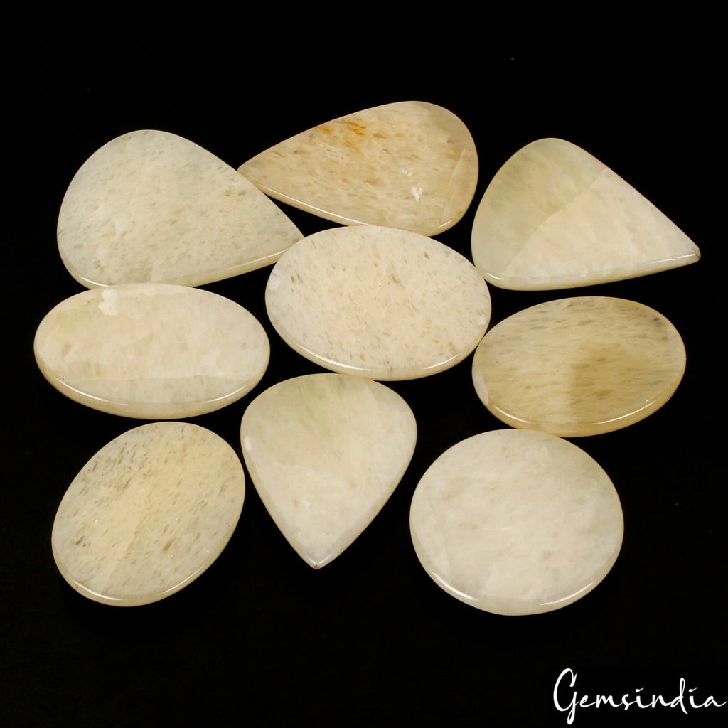 1060 Ct/9 Pcs Natural Untreated Yellow Quartz Mixed Cab 43mm-55mm Wholesale Gems