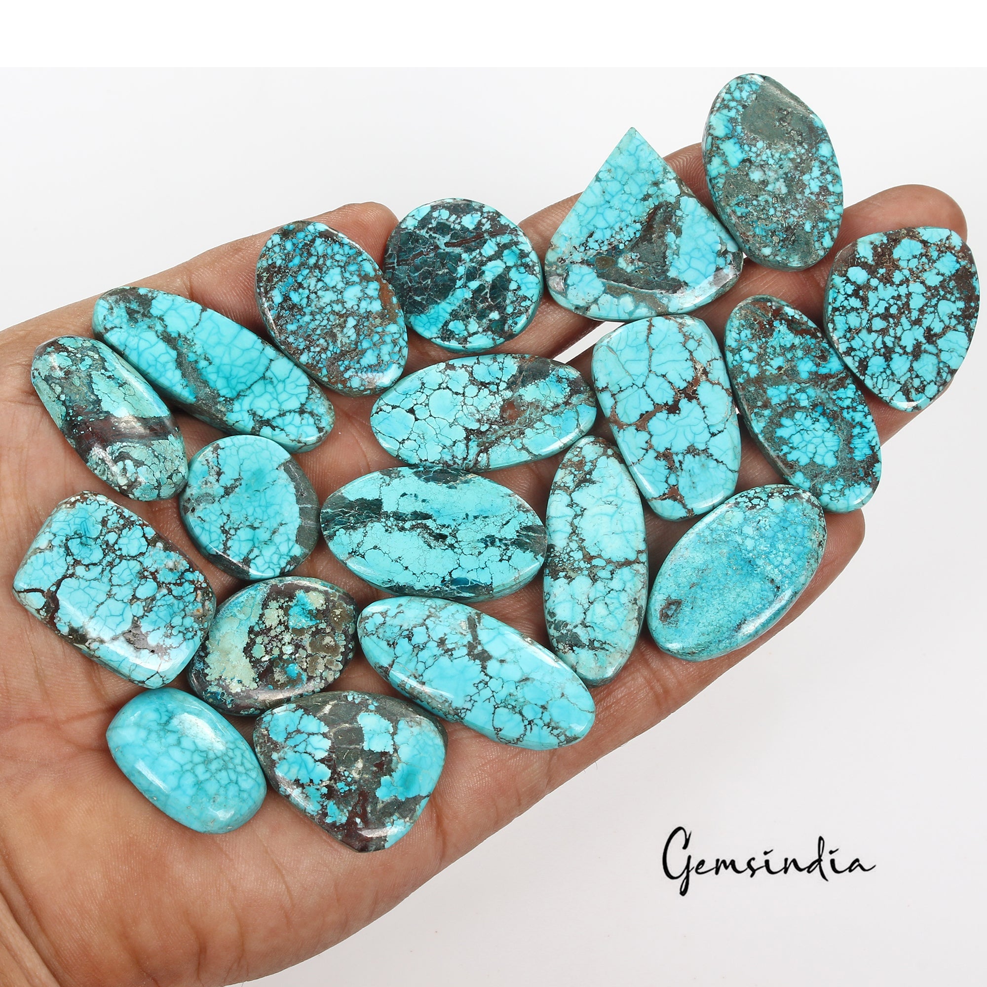 600 Ct/19 Pcs Natural Blue Arizona Spider Web Turquoise Mix Cab Loose Gems Lot
