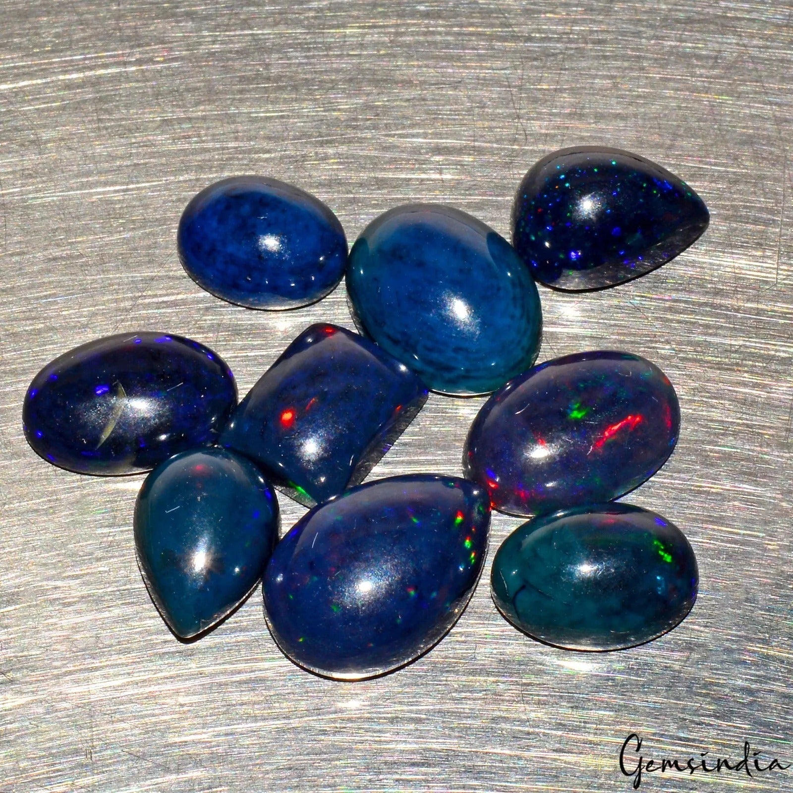 9 Pcs Natural Ethiopian Black Opal Play of Colors High End Gemstones 24.50 Cts