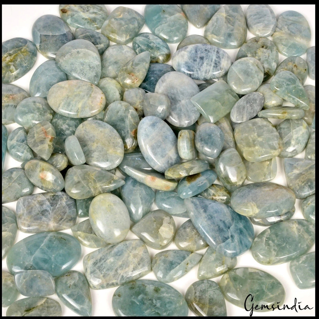 5000 Ct Natural Blue Aquamarine Beryl Mix Cabochon Loose Wholesale Gemstones Lot