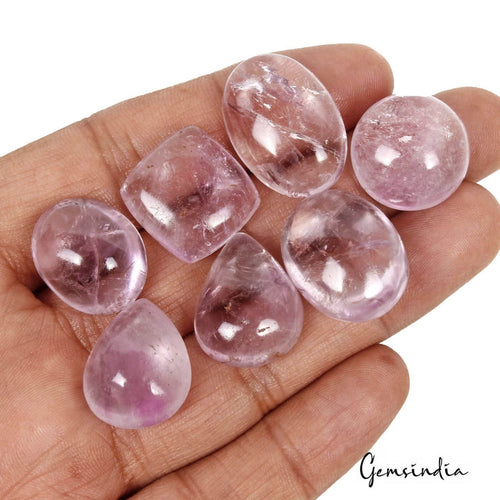 Amethyst Lot, Cabochon, Untreated, Purple — 7 Pieces, 19mm to 25mm, 191.60 Ct