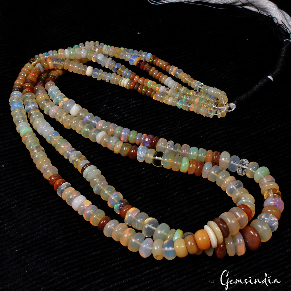 135 Ct/2 Strand Natural Untreated Welo Fire Shine Ethiopian Opal Round Beads 17"