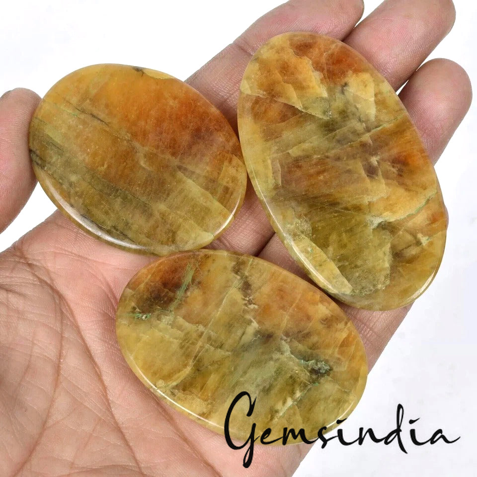 430 Ct Natural Untreated Yellow Beryl /Heliodor Oval Cab Loose 17-20mm Gemstones