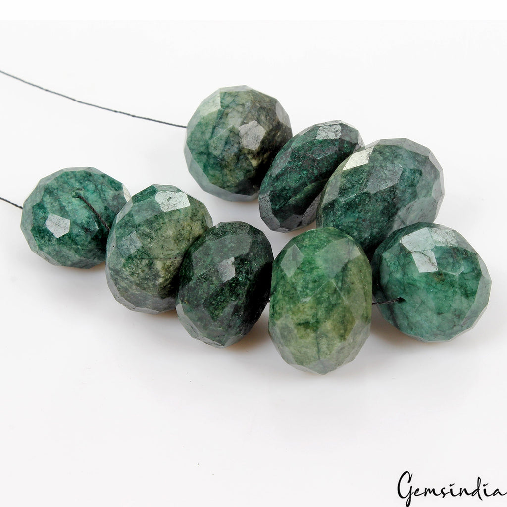 8 Pcs Natural Green Emerald Round Cut 21mm-26mm Drilled Bead Gemstones~ 500 Cts