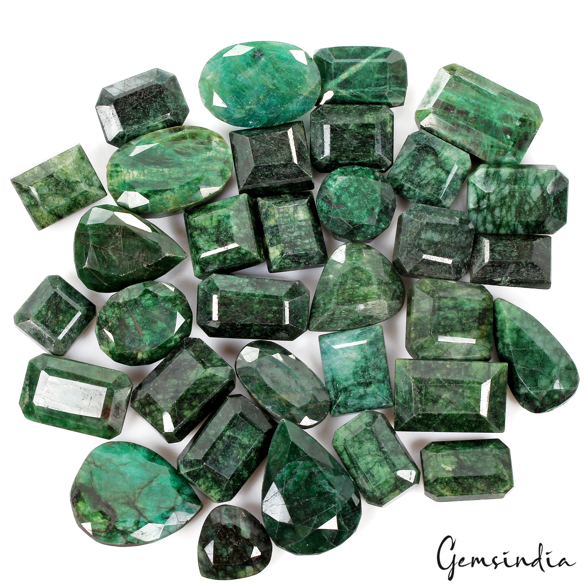 5000 Ct Natural Dark Green Emerald Mix Shape Faceted Earth Mined Gems Lot 33 Pcs
