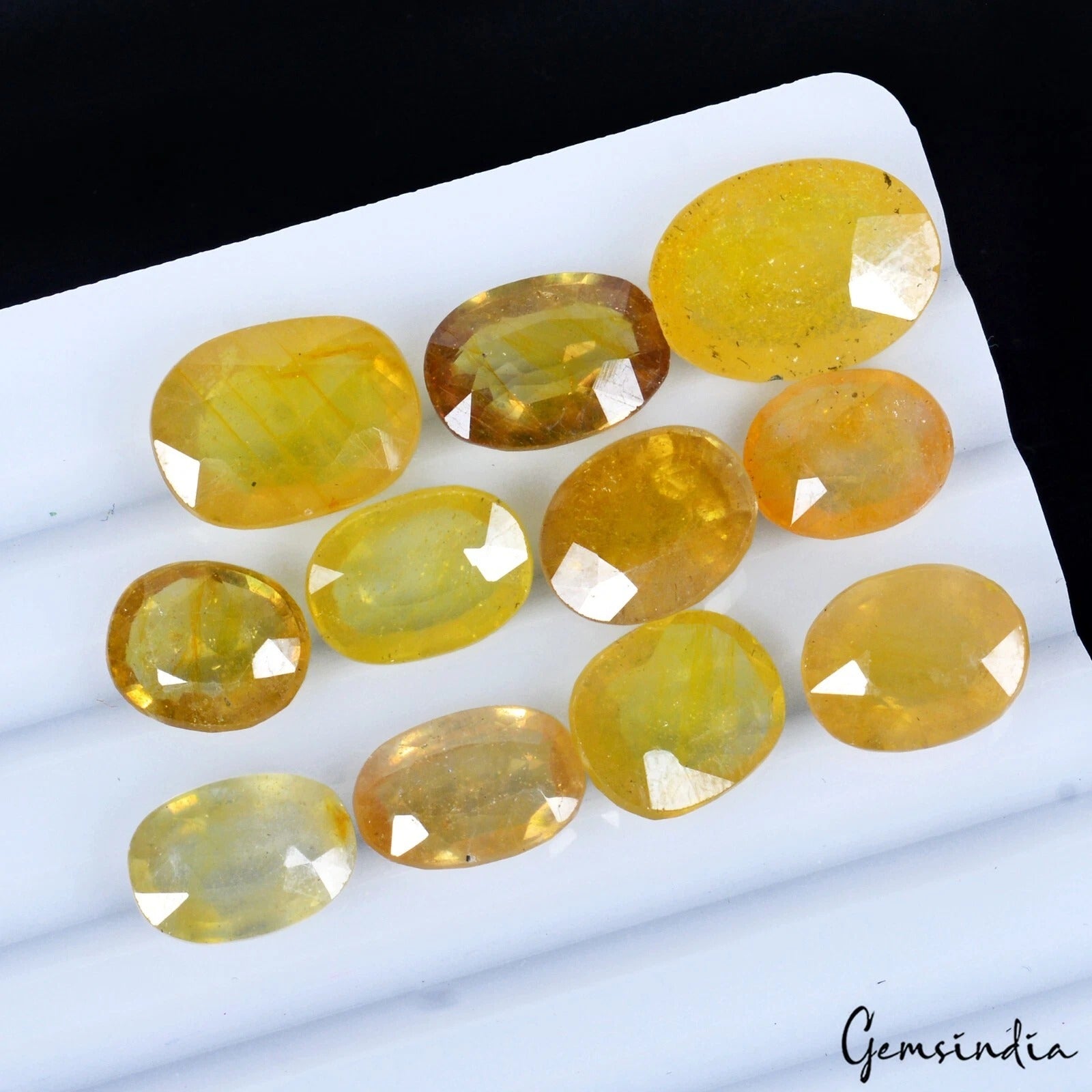 Yellow Sapphire Lot, Loose Gemstone, Untreated, Yellow — 11 Pieces, 09mm to 14mm, 54.80 Ct, Sri Lanka