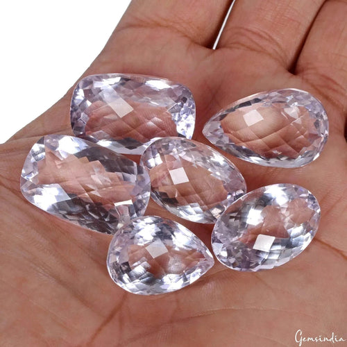 Amethyst Loose Gemstone, Oval Pear Cushion Checker Faceted Cut — 23mm to 27mm, 186.60 Ct
