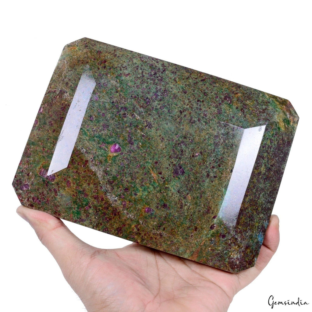 2.9Kilo~Rare Natural Ruby Fuchsite Earth Mined Octagon Cut Museum Grade Gemstone