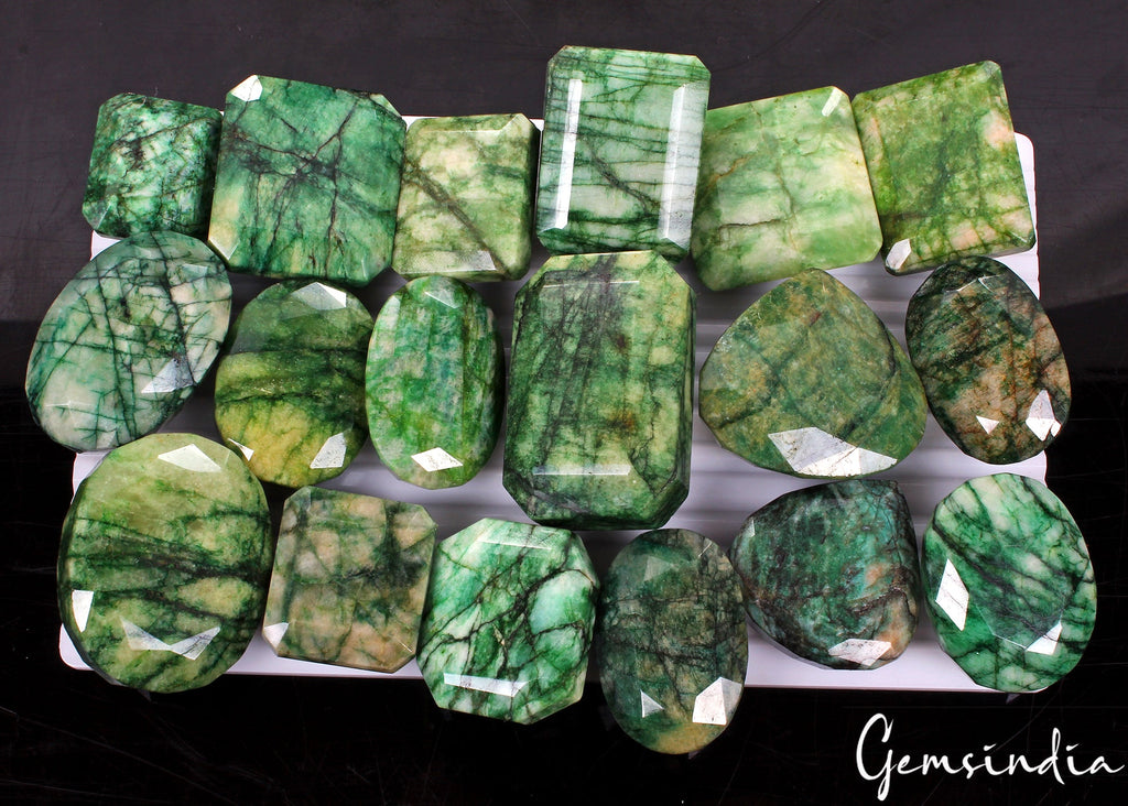 5000 Ct Natural Green Emerald From Brazil Loose 33-57mm Mix Cut Gemstones Lot