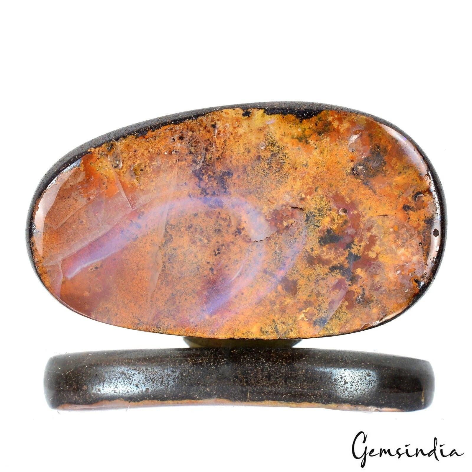 129 Ct Natural Untreated Australian Boulder Opal Fancy Cab Loose Gem For Pendant