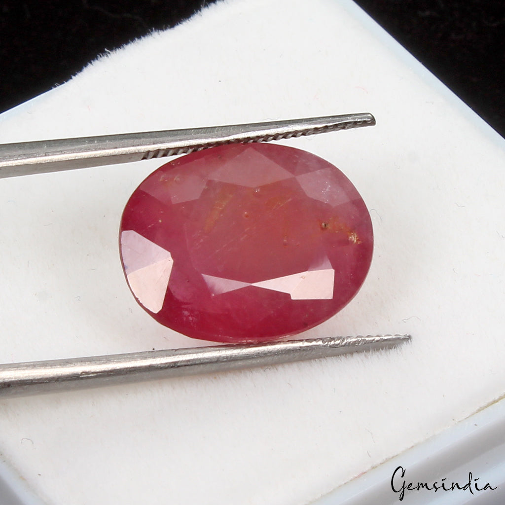 Ruby Loose Gemstone, Heated, Red — 14x12x5mm, 10.40 Ct, Mozambique