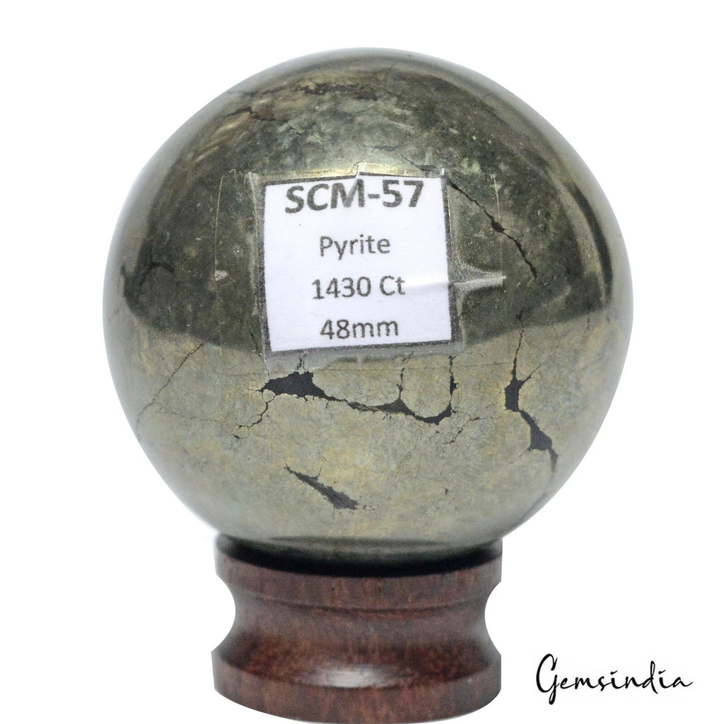 Pyrite Sphere, Untreated, Golden — 1.8 Inch in diameter, 1430 Ct